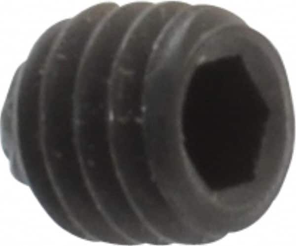 Unbrako - M3, 3mm OAL, Knurled Cup Point Set Screw - Grade 45H Alloy Steel, 1.5mm Key - Benchmark Tooling