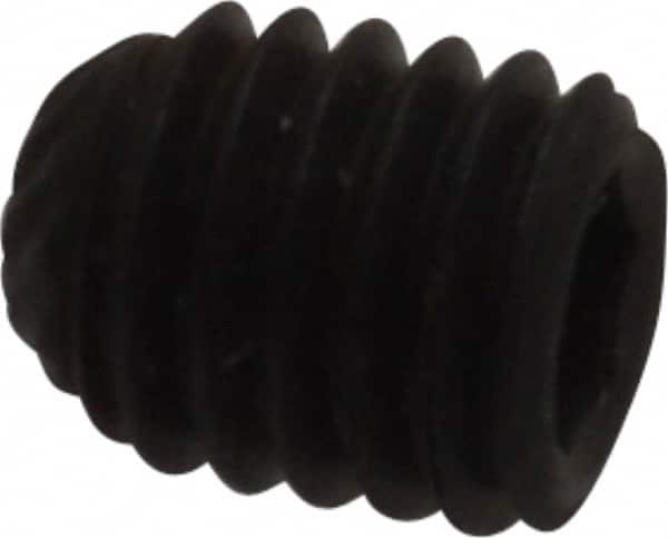 Unbrako - M5, 6mm OAL, Knurled Cup Point Set Screw - Grade 45H Alloy Steel, 2.5mm Key - Benchmark Tooling