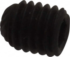 Unbrako - M5, 6mm OAL, Knurled Cup Point Set Screw - Grade 45H Alloy Steel, 2.5mm Key - Benchmark Tooling