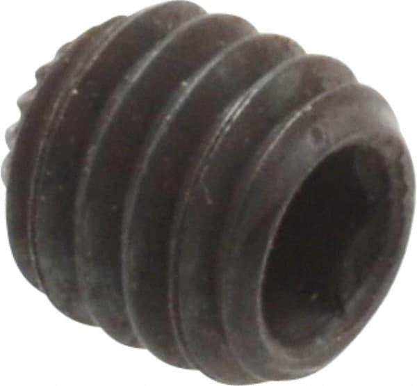 Unbrako - M6, 6mm OAL, Knurled Cup Point Set Screw - Grade 45H Alloy Steel, 3mm Key - Benchmark Tooling