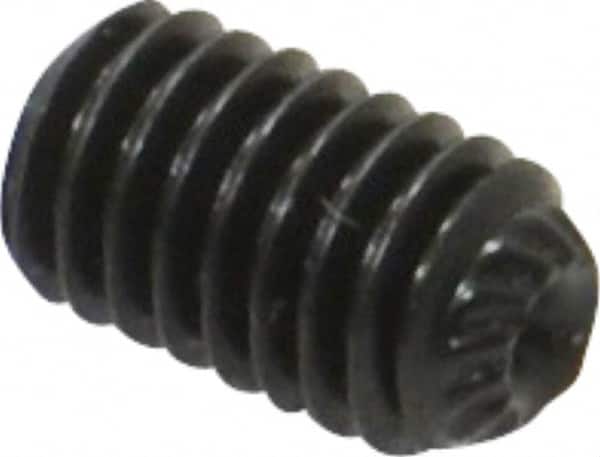 Unbrako - M6, 10mm OAL, Knurled Cup Point Set Screw - Grade 45H Alloy Steel, 3mm Key - Benchmark Tooling