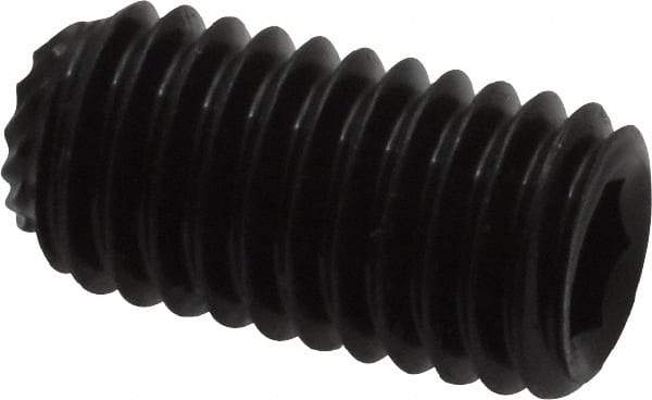 Unbrako - M8, 16mm OAL, Knurled Cup Point Set Screw - Grade 45H Alloy Steel, 4mm Key - Benchmark Tooling