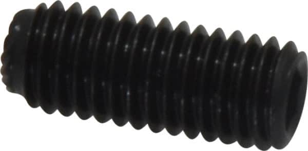 Unbrako - M8, 20mm OAL, Knurled Cup Point Set Screw - Grade 45H Alloy Steel, 4mm Key - Benchmark Tooling