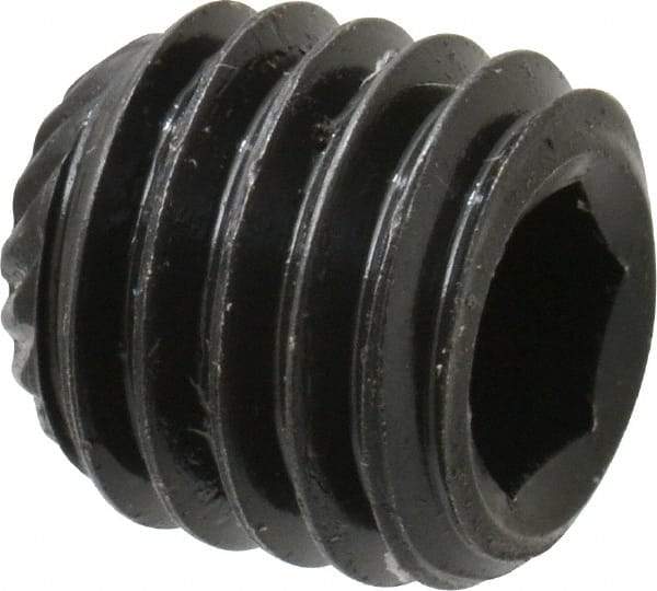 Unbrako - M10, 10mm OAL, Knurled Cup Point Set Screw - Grade 45H Alloy Steel, 5mm Key - Benchmark Tooling