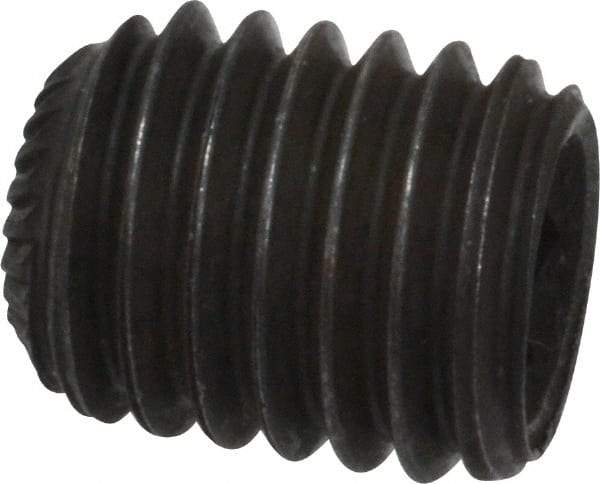 Unbrako - M10, 12mm OAL, Knurled Cup Point Set Screw - Grade 45H Alloy Steel, 5mm Key - Benchmark Tooling