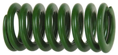 Associated Spring Raymond - 63mm Hole Diam, 38mm Rod Diam, 3" Free Length, Green Die Spring - 5076 N Max Deflection, 71mm Max Deflection, Light Duty, Chromium Alloy Steel - Benchmark Tooling