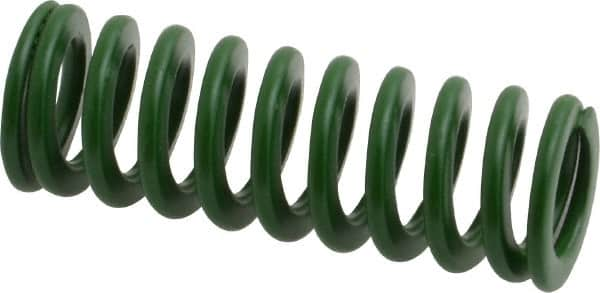 Associated Spring Raymond - 16mm Hole Diam, 8mm Rod Diam, 1-3/4" Free Length, Green Die Spring - 307.8 N Max Deflection, 18mm Max Deflection, Light Duty, Chromium Alloy Steel - Benchmark Tooling