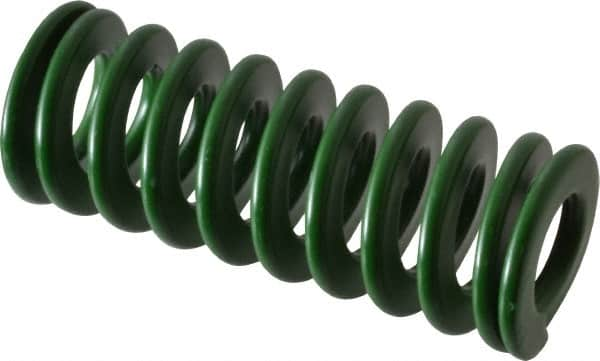 Associated Spring Raymond - 25mm Hole Diam, 12.5mm Rod Diam, 2-1/2" Free Length, Green Die Spring - 880 N Max Deflection, 25mm Max Deflection, Light Duty, Chromium Alloy Steel - Benchmark Tooling