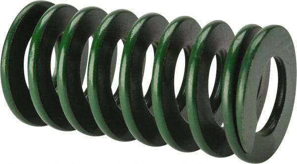 Associated Spring Raymond - 40mm Hole Diam, 20mm Rod Diam, 3" Free Length, Green Die Spring - 1890 N Max Deflection, 30mm Max Deflection, Light Duty, Chromium Alloy Steel - Benchmark Tooling