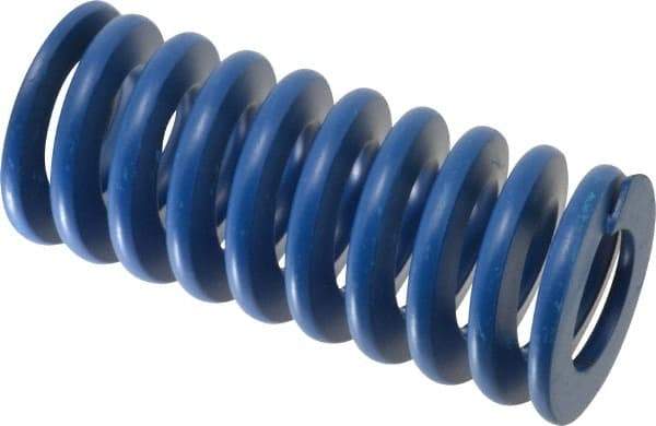 Associated Spring Raymond - 50mm Hole Diam, 25mm Rod Diam, 4-1/2" Free Length, Blue Die Spring - 4558 N Max Deflection, 43mm Max Deflection, Medium Duty, Chromium Alloy Steel - Benchmark Tooling