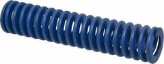 Associated Spring Raymond - 50mm Hole Diam, 25mm Rod Diam, 9" Free Length, Blue Die Spring - 4377.3999 N Max Deflection, 86mm Max Deflection, Medium Duty, Chromium Alloy Steel - Benchmark Tooling