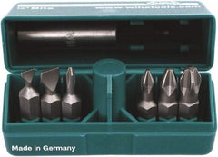 Wiha - 6 Piece, 1/4" Drive Screwdriver Insert Bit Set - #0 to #3 Phillips, 4.5 & 6mm Slotted - Benchmark Tooling