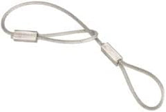 Made in USA - 6" Long, Steel Cable Loop & Loop End, Quick Release Pin Lanyard - 3/64" Cable Diam, Nylon Cable, Galvanized Finish - Benchmark Tooling