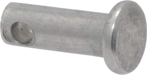 Made in USA - 3/16" Pin Diam, 1/2" OAL, Standard Clevis Pin - 3/32" Hole, 13/32" Usable Length, Uncoated Stainless Steel - Benchmark Tooling