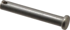 Made in USA - 1/4" Pin Diam, 1-5/8" OAL, Standard Clevis Pin - 3/32" Hole, 1-17/32" Usable Length, Uncoated Stainless Steel - Benchmark Tooling