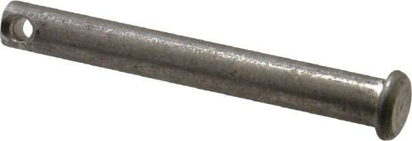 Made in USA - 5/16" Pin Diam, 2-1/2" OAL, Standard Clevis Pin - 9/64" Hole, 2-23/64" Usable Length, Uncoated Stainless Steel - Benchmark Tooling