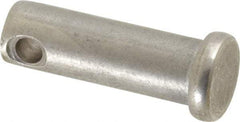 Made in USA - 3/8" Pin Diam, 1-1/8" OAL, Standard Clevis Pin - 5/32" Hole, 31/32" Usable Length, Uncoated Stainless Steel - Benchmark Tooling