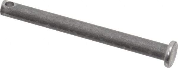 Made in USA - 3/16" Pin Diam, 2" OAL, Standard Clevis Pin - 3/32" Hole, 1-29/32" Usable Length, Uncoated Steel - Benchmark Tooling