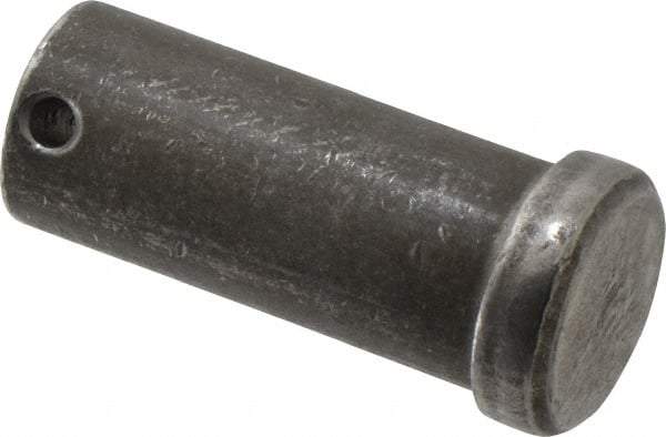 Made in USA - 1" Pin Diam, 2-1/4" OAL, Standard Clevis Pin - 13/64" Hole, 2-3/64" Usable Length, Uncoated Steel - Benchmark Tooling