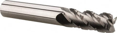 Accupro - 3/8" Diam, 7/8" LOC, 4 Flute Solid Carbide Roughing & Finishing Square End Mill - Uncoated, 2-1/2" OAL, 3/8" Shank Diam, Straight Shank, 40° Helix, Centercutting, Regular Length - Benchmark Tooling