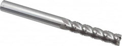 Accupro - 3/8" Diam, 1-3/4" LOC, 4 Flute Solid Carbide Roughing & Finishing Square End Mill - Uncoated, 4" OAL, 3/8" Shank Diam, Straight Shank, 40° Helix, Centercutting, Extra Long Length - Benchmark Tooling