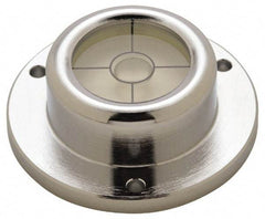 Geier & Bluhm, Inc. - 1-3/4 Inch Base Diameter x 0.63 Inch Overall Height, 1 Circle, Brass Bull's Eye Circular Level - 0.315 Inch Vial Diameter, 13/16 Inch Inner Diameter, 0.12 Inch Mounting Hole Diameter, 0.1 Inch Sensitivity, -40 to 160°F, Cross Lines - Benchmark Tooling