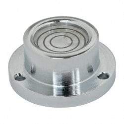 Geier & Bluhm, Inc. - 1 Inch Base Diameter x 0.44 Inch Overall Height, 3 Circles, Brass Bull's Eye Circular Level - 0.218 Inch Vial Diameter, 1/2 Inch Inner Diameter, 0.093 Inch Mounting Hole Diameter, 30 min Sensitivity, -40 to 160°F - Benchmark Tooling