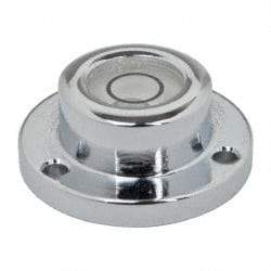 Geier & Bluhm, Inc. - 3/4 Inch Base Diameter x 0.31 Inch Overall Height, 1 Circle, Brass Bull's Eye Circular Level - 0.18 Inch Vial Diameter, 5/16 Inch Inner Diameter, 0.076 Inch Mounting Hole Diameter, 0.1 Inch Sensitivity, -40 to 165°F - Benchmark Tooling