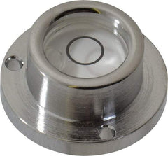 Geier & Bluhm, Inc. - 1 Inch Base Diameter x 0.44 Inch Overall Height, 1 Circle, Brass Bull's Eye Circular Level - 0.22 Inch Vial Diameter, 1/2 Inch Inner Diameter, 0.093 Inch Mounting Hole Diameter, 0.1 Inch Sensitivity, -40 to 165°F - Benchmark Tooling