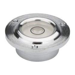 Geier & Bluhm, Inc. - 11/16 Inch Base Diameter x 0.41 Inch Overall Height, 1 Circle, Brass Bull's Eye Circular Level - 0.22 Inch Vial Diameter, 1/2 Inch Inner Diameter, 0.07 Inch Mounting Hole Diameter, 0.1 Inch Sensitivity, -40 to 165°F - Benchmark Tooling