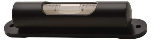 Geier & Bluhm, Inc. - 3-3/8 Inch Long, Horizontal, Brass, Plate Mounting Tubular and Pocket Level - 2 mm Sensitivity, 3/4 Inch High/Diameter, Black Lacquer, 1 Vial - Benchmark Tooling