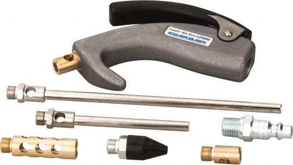 Guardair - 7 Piece Laser Palm Switch Air Gun Kit - 1/4 Inlet, 120 Max psi, Aluminum Hose - Benchmark Tooling