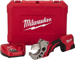 Milwaukee Tool - 2" Pipe Capacity, M12 PVC Shear - Cuts Flexible Rubber, PVC, Plastic - Benchmark Tooling