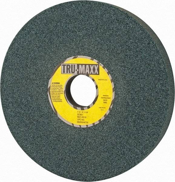 Tru-Maxx - 7" Diam x 1-1/4" Hole x 1" Thick, I Hardness, 80 Grit Surface Grinding Wheel - Silicon Carbide, Type 5, Medium Grade, 3,600 Max RPM, Vitrified Bond, One-Side Recess - Benchmark Tooling