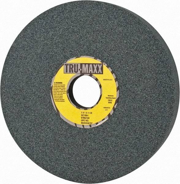 Tru-Maxx - 7" Diam x 1-1/4" Hole x 1" Thick, I Hardness, 100 Grit Surface Grinding Wheel - Silicon Carbide, Type 5, Fine Grade, 3,600 Max RPM, Vitrified Bond, One-Side Recess - Benchmark Tooling