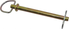 Made in USA - 3/8" Pin Diam, 4-3/8" Long, Zinc Plated Steel Pull Ring Hitch Pin - 4" Usable Length - Benchmark Tooling