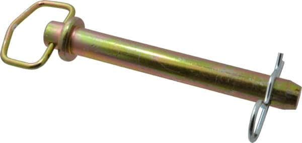 Made in USA - 1" Pin Diam, 8" Long, Zinc Plated Steel Pull Ring Hitch Pin - 7" Usable Length - Benchmark Tooling