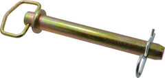 Made in USA - 1" Pin Diam, 8" Long, Zinc Plated Steel Pull Ring Hitch Pin - 7" Usable Length - Benchmark Tooling