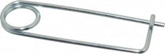 Made in USA - 2-13/16" Usable Length Spring Steel Standard Safety Pin - 4-3/8" OAL, 0.12" Wire Diam, 13/16" Inside Clearance, Zinc-Plated - Benchmark Tooling