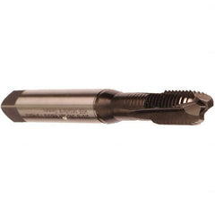 Emuge - #4-40 UNC, 2 Flute, Nitride Finish, Cobalt Spiral Point Tap - Modified Bottoming Chamfer, Right Hand Thread, 2.205" OAL, 0.433" Thread Length, 0.141" Shank Diam, 3BX Class of Fit, Series Rekord B - Exact Industrial Supply
