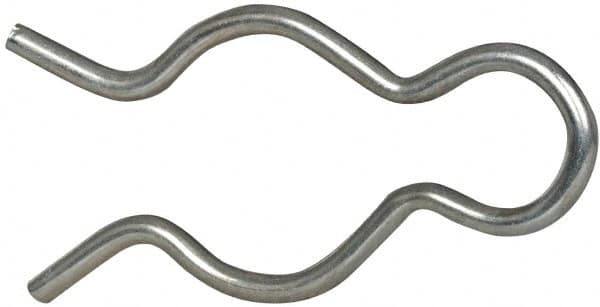 Made in USA - 25/32" Groove, 2-5/64" Long, Zinc-Plated Spring Steel Hair Pin Clip - 0.105" Clip Diam, 7/8" Shaft Diam, Grade 2 - Benchmark Tooling