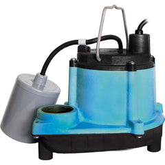 Sump Sewage & Effluent Pump: Piggyback Mechanical Float, 9A, 115V 1-1/2″ Outlet, Cast Iron Housing