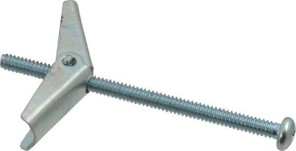 Powers Fasteners - 3/16" Screw, 3/16" Diam, 3" Long, Toggle Bolt Drywall & Hollow Wall Anchor - 1/2" Drill, Zinc Plated, Steel, Grade Zamac 7, Use in Drywall & Wallboard - Benchmark Tooling