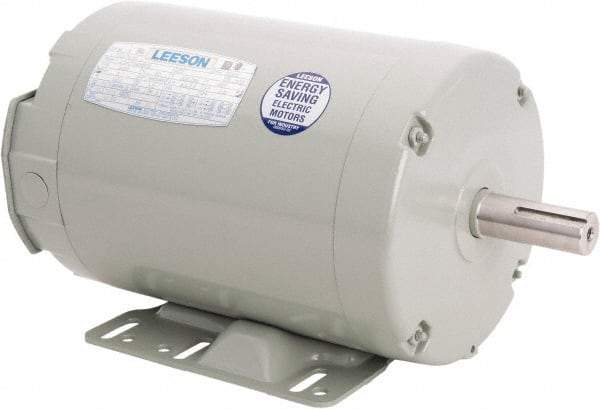 Leeson - 3 Max hp, 3,450 Max RPM, Electric AC DC Motor - 230/460 V Input, Three Phase, 145T Frame, 7/8" Shaft Diam, Rigid Base Mount, TEAO Enclosure - Benchmark Tooling