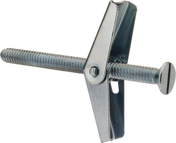 Powers Fasteners - 1/4" Screw, 1/4" Diam, 3" Long, Toggle Bolt Drywall & Hollow Wall Anchor - 5/8" Drill, Zinc Plated, Steel, Grade Zamac 7, Use in Drywall & Wallboard - Benchmark Tooling