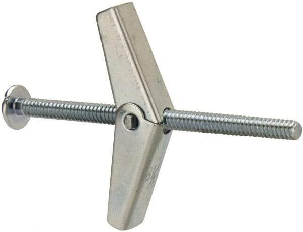 Powers Fasteners - 3/16" Screw, 3/16" Diam, 3" Long, Toggle Bolt Drywall & Hollow Wall Anchor - 1/2" Drill, Zinc Plated, Steel, Grade Zamac 7, Use in Drywall & Wallboard - Benchmark Tooling