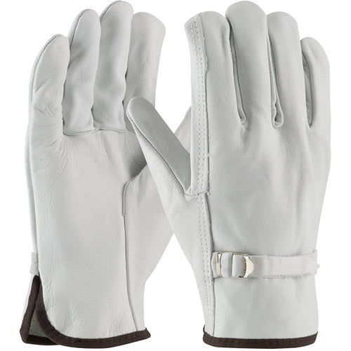 ‎68-153/L Leather Drivers Gloves - Top Grain Cowhide Drivers - Reg Grade - Straight Thumb - Pull Strap - Exact Industrial Supply