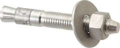 Powers Fasteners - 5/8" Diam, 5/8" Drill, 4-1/2" OAL, Wedge Expansion Concrete Anchor - 304 Stainless Steel, Hex Nut Head, Hex Drive, 3" Thread Length - Benchmark Tooling