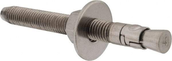 Powers Fasteners - 5/8" Diam, 5/8" Drill, 6" OAL, Wedge Expansion Concrete Anchor - 304 Stainless Steel, Hex Nut Head, Hex Drive, 4-1/2" Thread Length - Benchmark Tooling