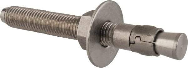 Powers Fasteners - 3/4" Diam, 3/4" Drill, 6-1/4" OAL, Wedge Expansion Concrete Anchor - 304 Stainless Steel, Hex Nut Head, Hex Drive, 4-3/8" Thread Length - Benchmark Tooling